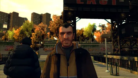Niko walks through a park.