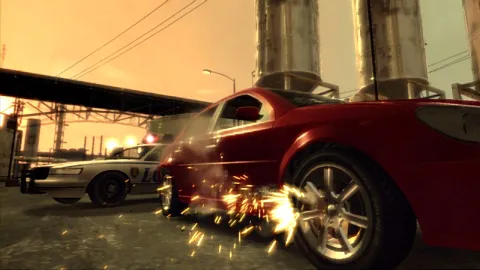 Bullets rip holes through the side of a car.