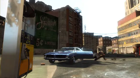 Niko bails from his car.