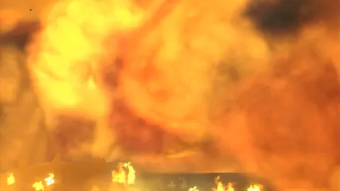 The gas station explodes.