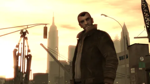 Niko stands looking towards you.