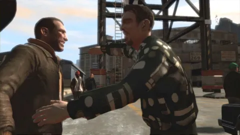 Roman and Niko hug