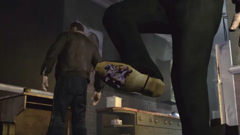 Roman stands on a bug