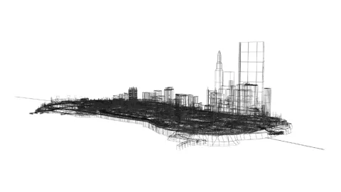 Liberty City Wireframe Render