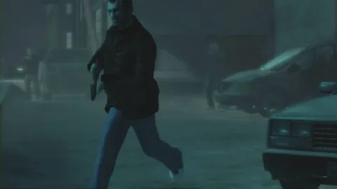 Niko runs away from people shooting at him