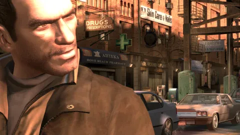 Niko stands in front of traffic.