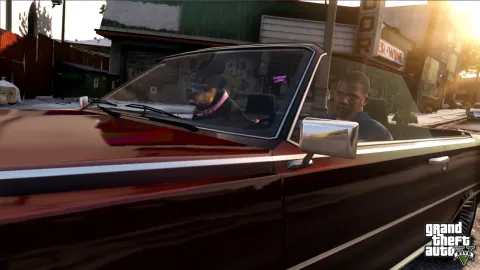 Franklin and Chop cruising with the top down