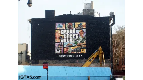GTA V Cover Art Ad in NYC Being Painted 6