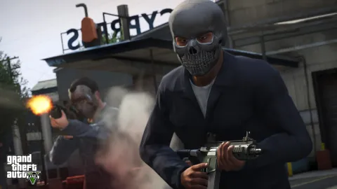 Franklin with a skull mask