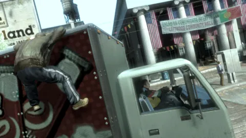 Nikohanging on a truck.