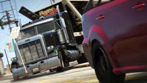 Truck chasing a red car