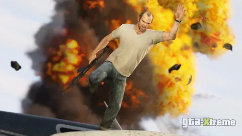 Trevor leaps from a fireball