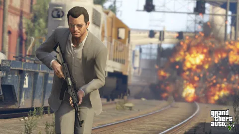 Michael goes loco on the tracks