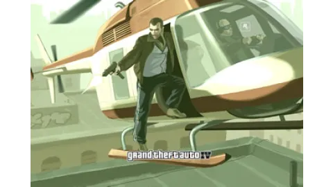 Niko fires from a helicopter.