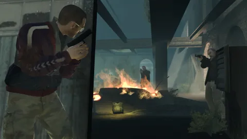 Niko in a gun fight.