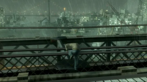 Niko climbing on the Broker Bridge.