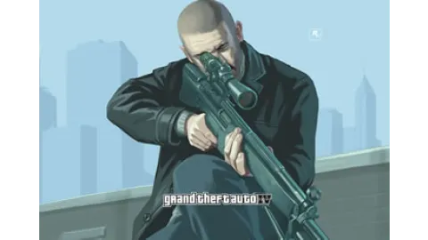 A sniper looks down his scope.