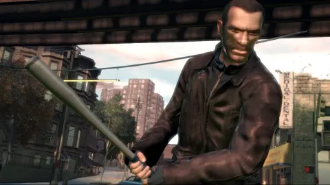 Niko with a baseball bat.