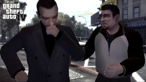 Niko and Roman talking.