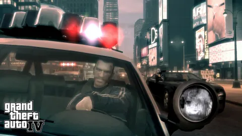 Niko in a police car.