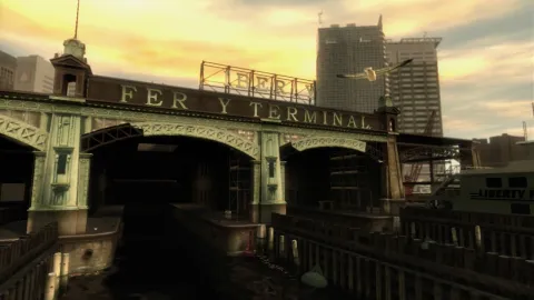A worn down ferry terminal.