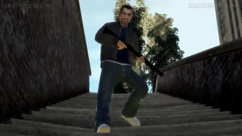 Niko taking the stairs