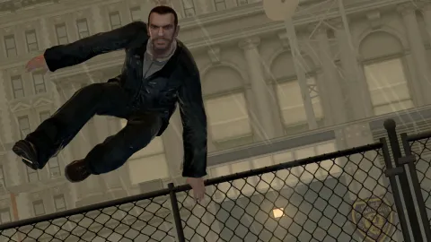 Niko hops the fence.