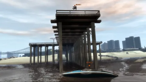 Under the boardwalk.