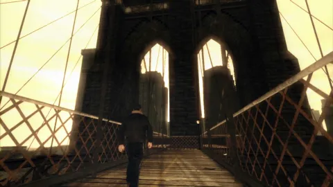 Niko walks across a small walkway.