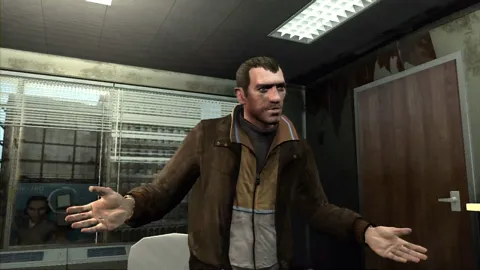 Niko standing with his arms outstretched.
