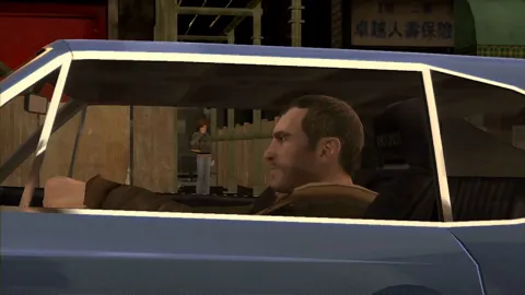 Niko drives along the street.