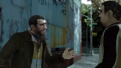 Niko giving order to someone, possibly Roman.