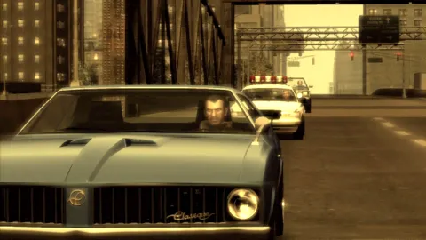 Two cops casually follow Niko's car.