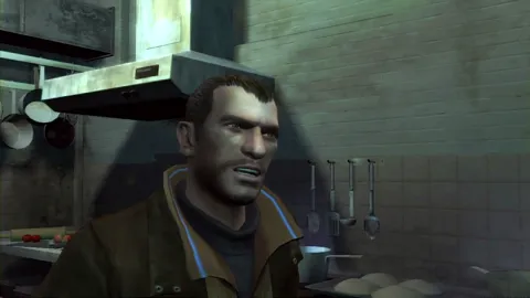 Niko looks unhappy in a kitchen.