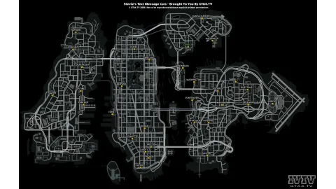 Stevie's Text Message Cars Location Map