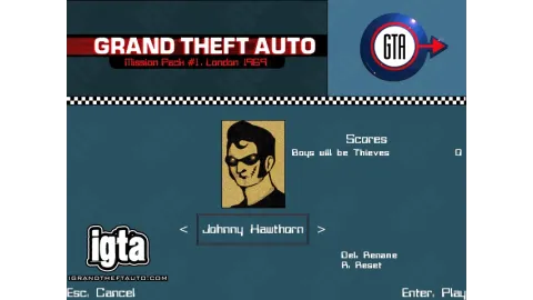 GTA London 1969 Character Johnny Hawthorn Menu