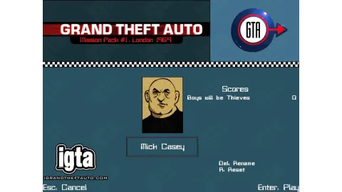 GTA London 1969 Character Mick Casey Menu