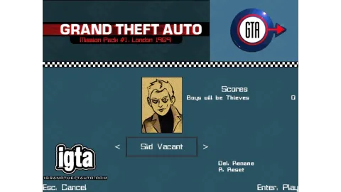 GTA London 1969 Character Sid Vacant Menu
