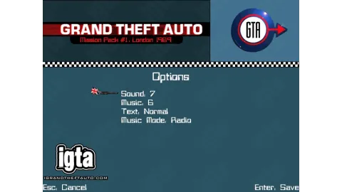 GTA London 1969 Options Menu
