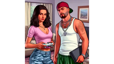 Lucia & Jason Holding Consoles (AI Generated By Psy)