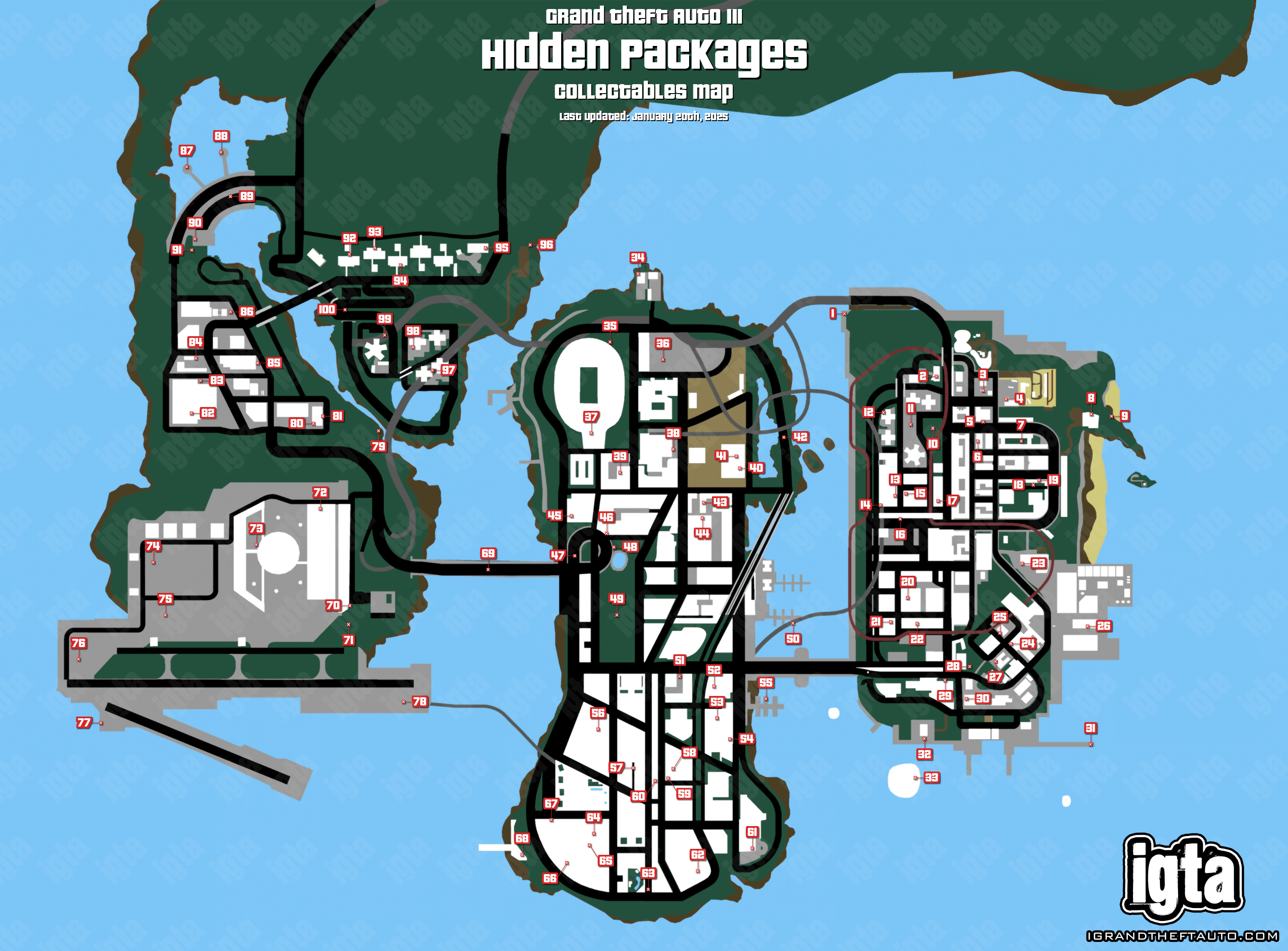 GTA 3 Hidden Packages Map GTA 3 Hidden Packages Map
