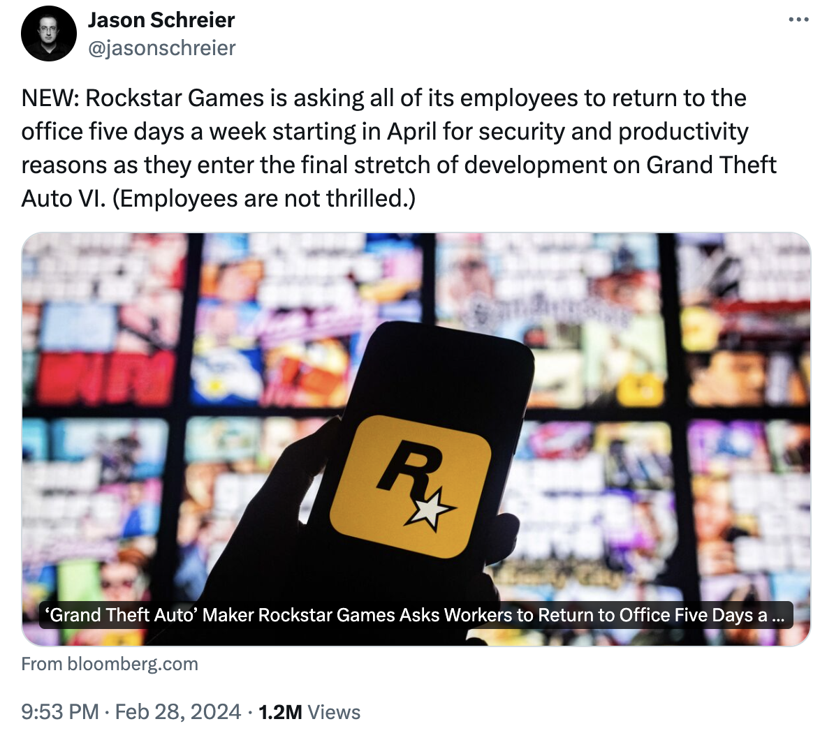 Jason Schreier Tweet - Feb 29, 2024