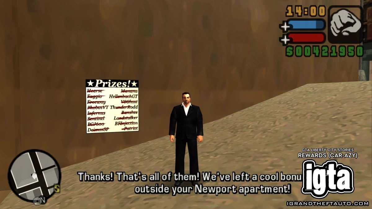 GTA Liberty City Stories Car Azy Rewards 1
