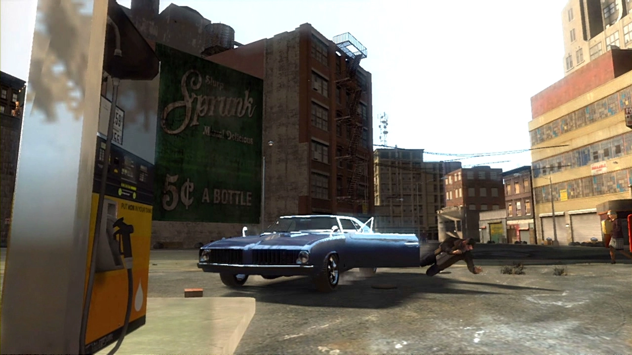 Niko bails from his car.