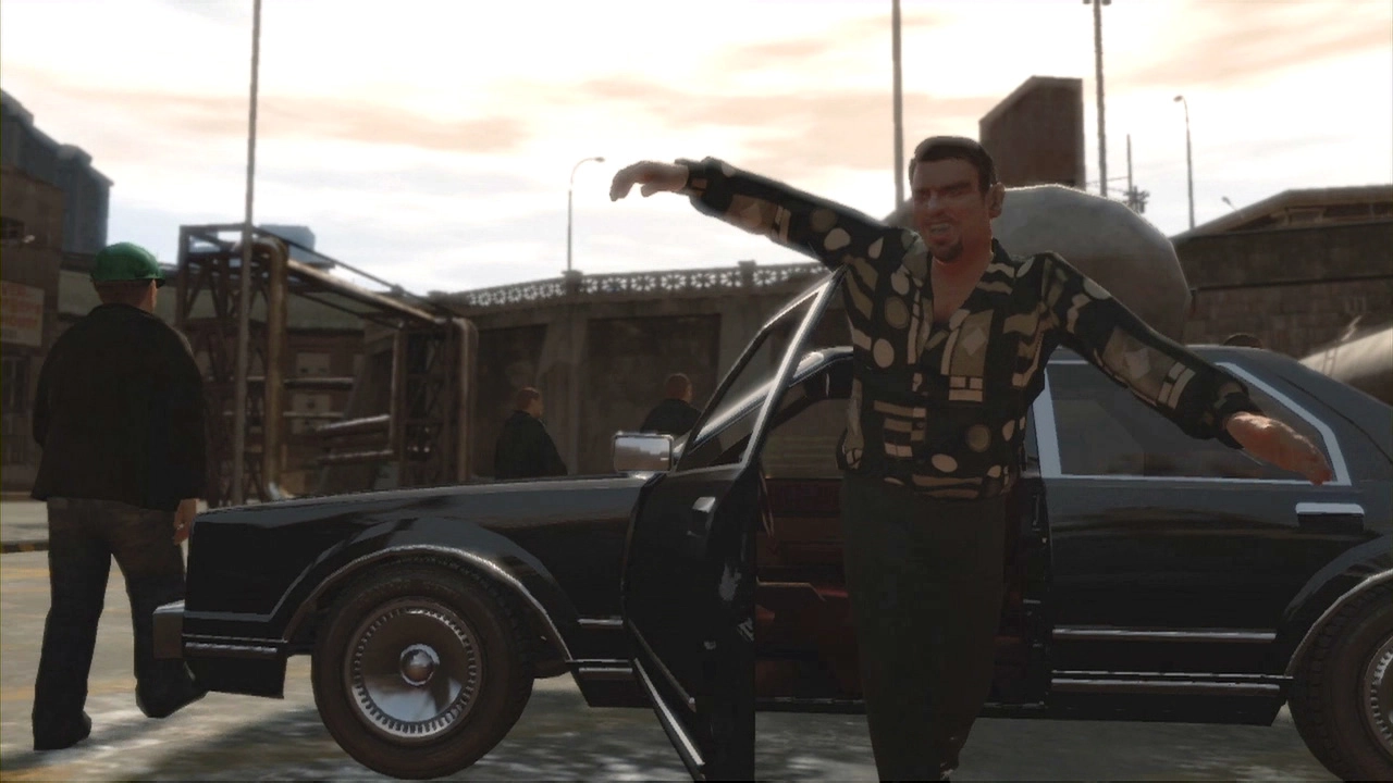 Roman gets out of a car