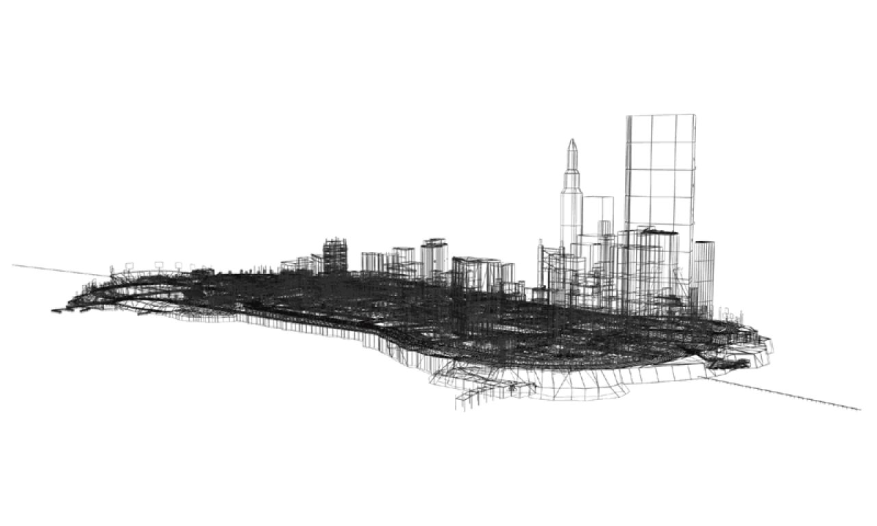 Liberty City Wireframe Render