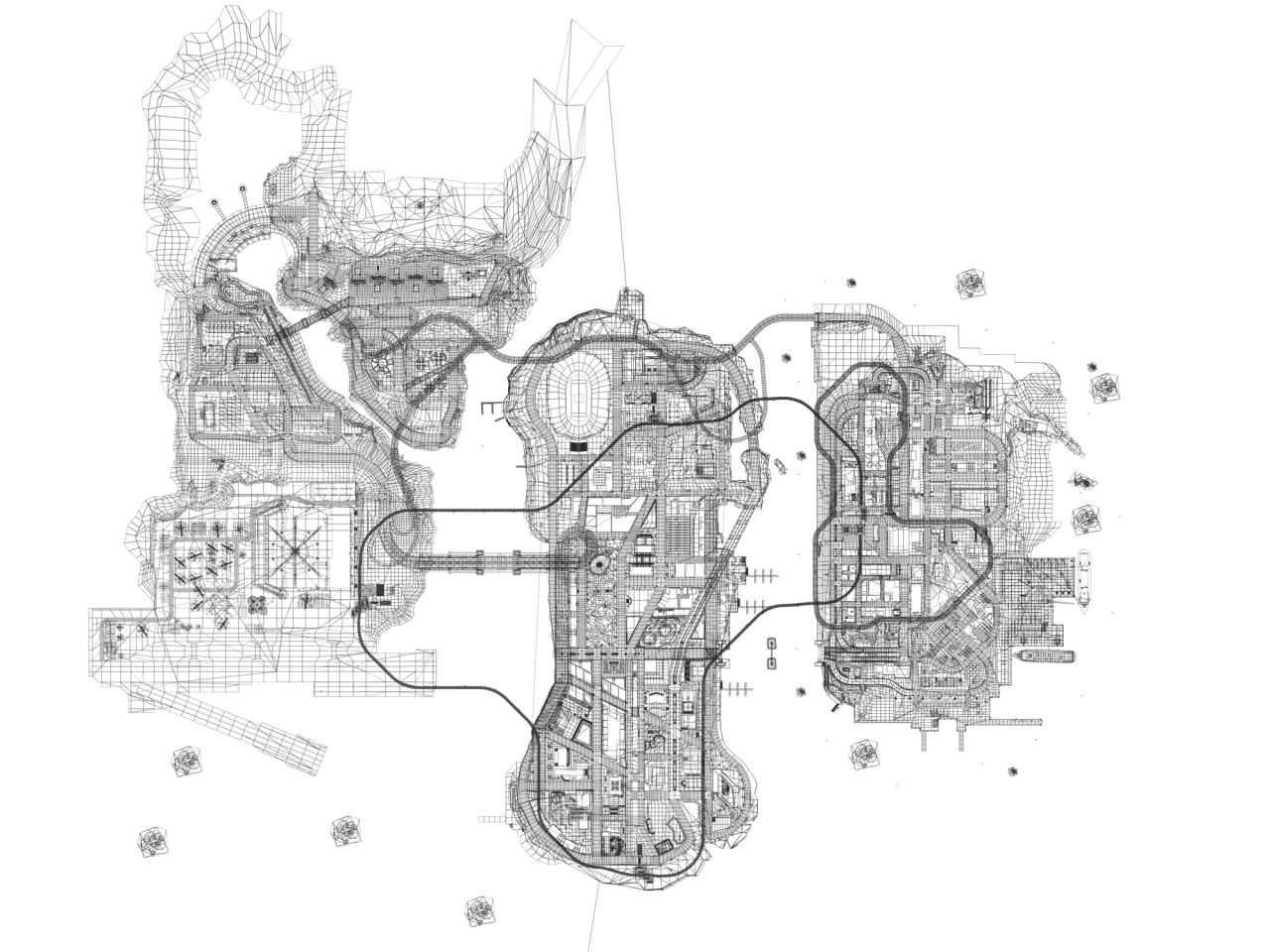 Liberty City Wireframe Render 5
