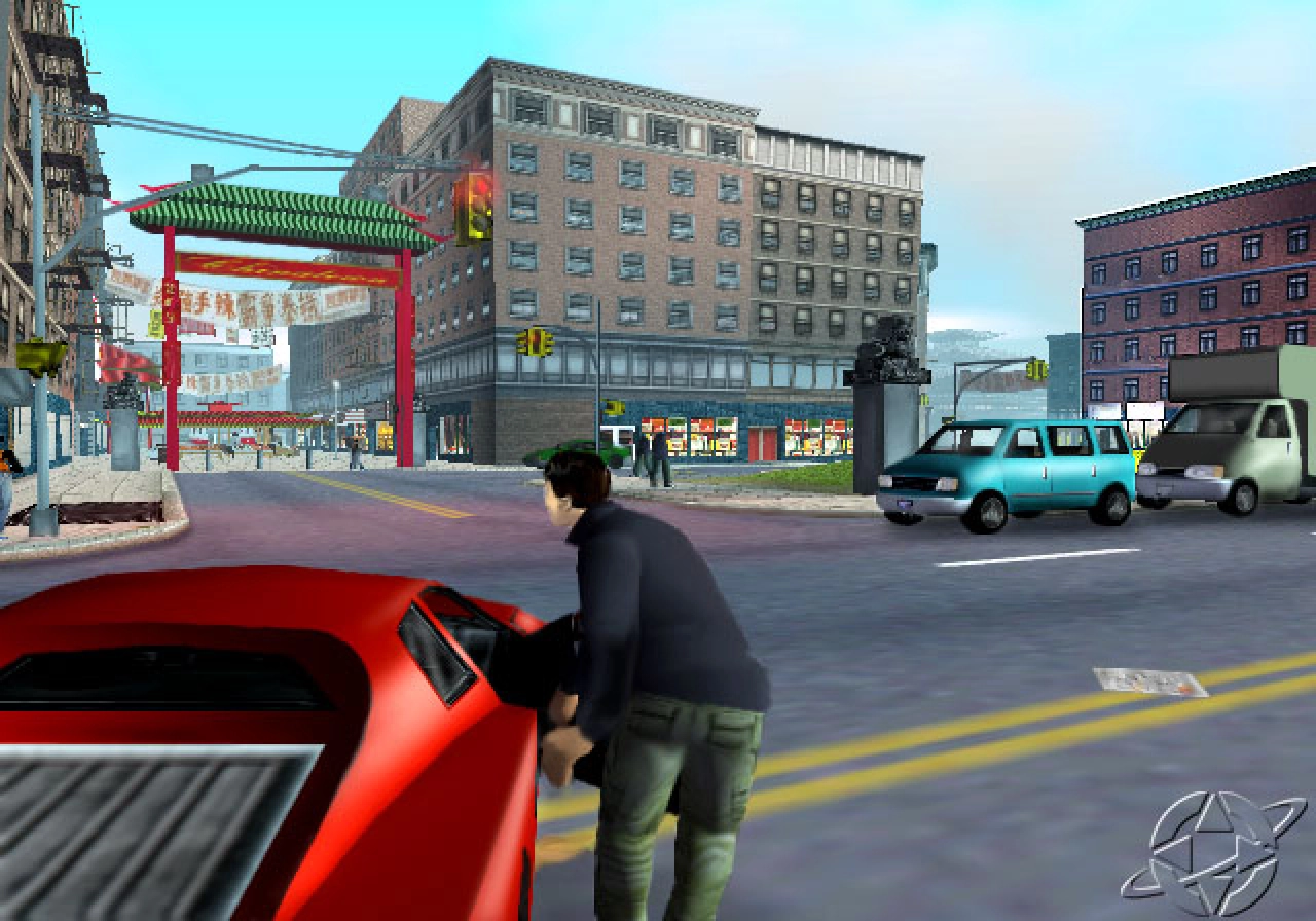 Fancy red sports car in Chinatown