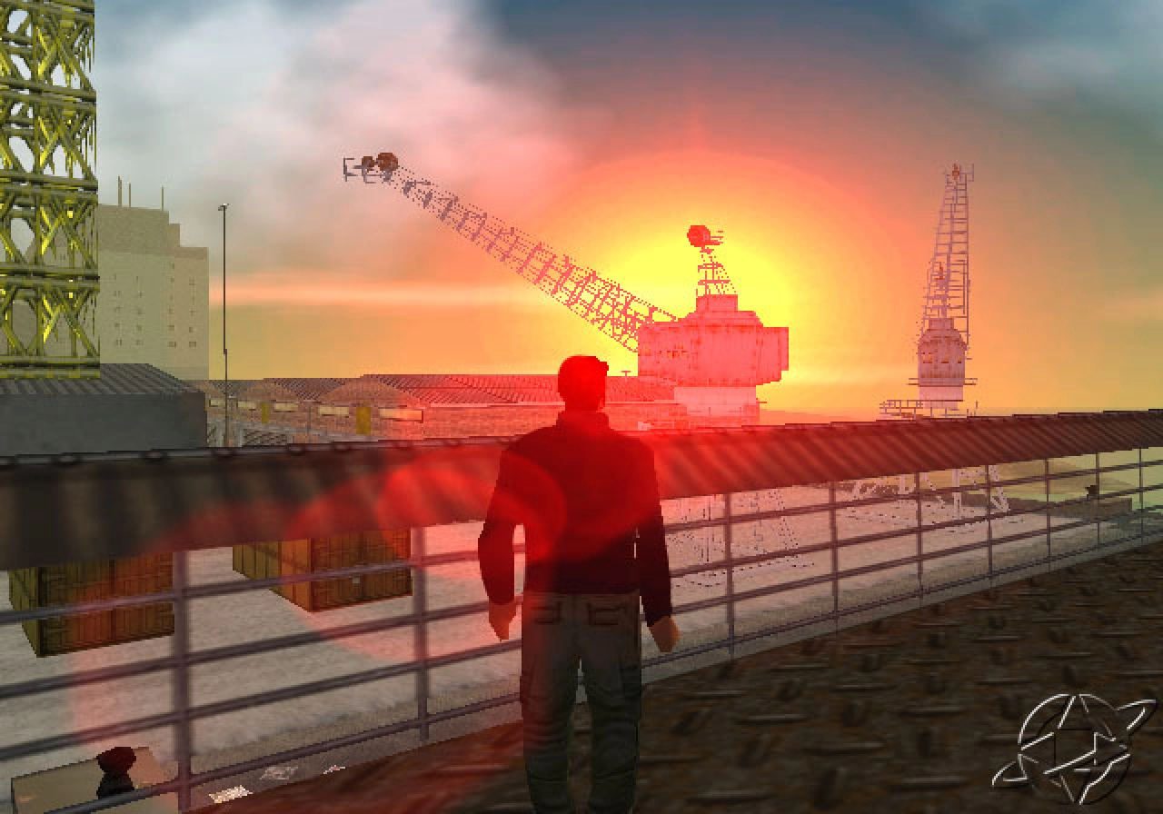 Sunrise in the Portland port