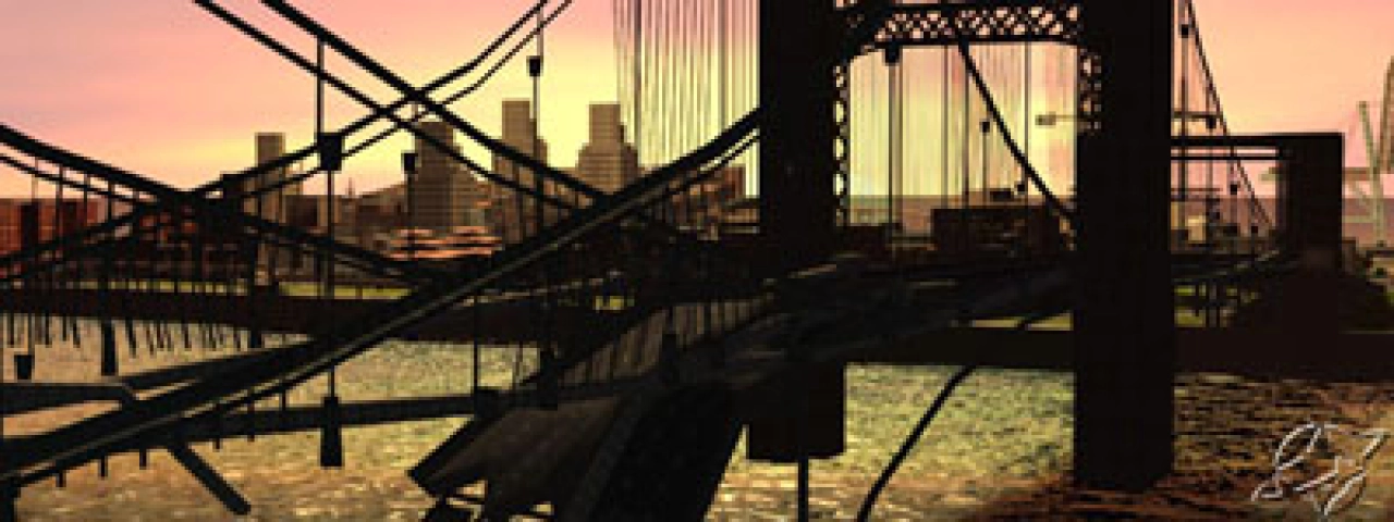 Destroyed bridge close-up